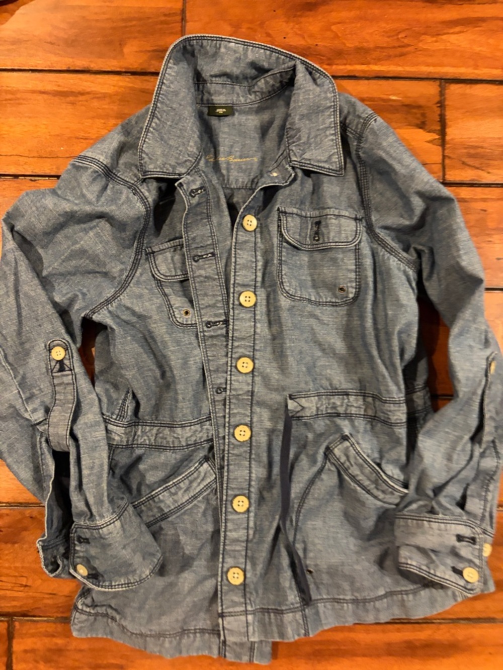 Eddie Bauer Light Blue Denim Utility Jacket